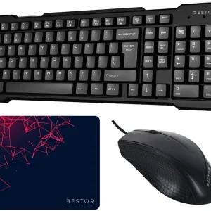 Bestor Set of 3 Combo,USB Wired Keyboard,Wire Mouse,Mouse Pad