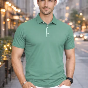 Men Solid Polo Neck Polyester Yellow T-Shirt